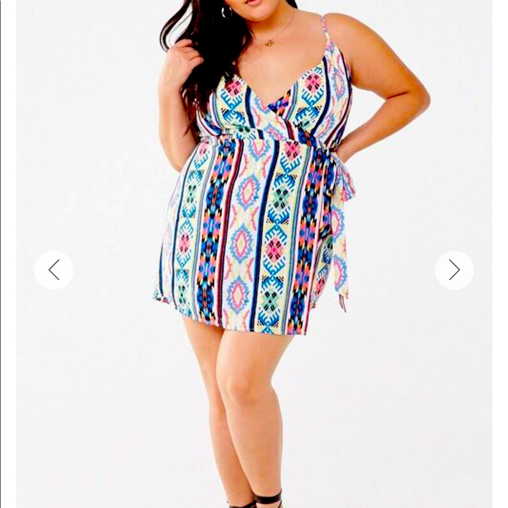 NWT Forever21+ Spaghetti strap Geo print romper/skort
